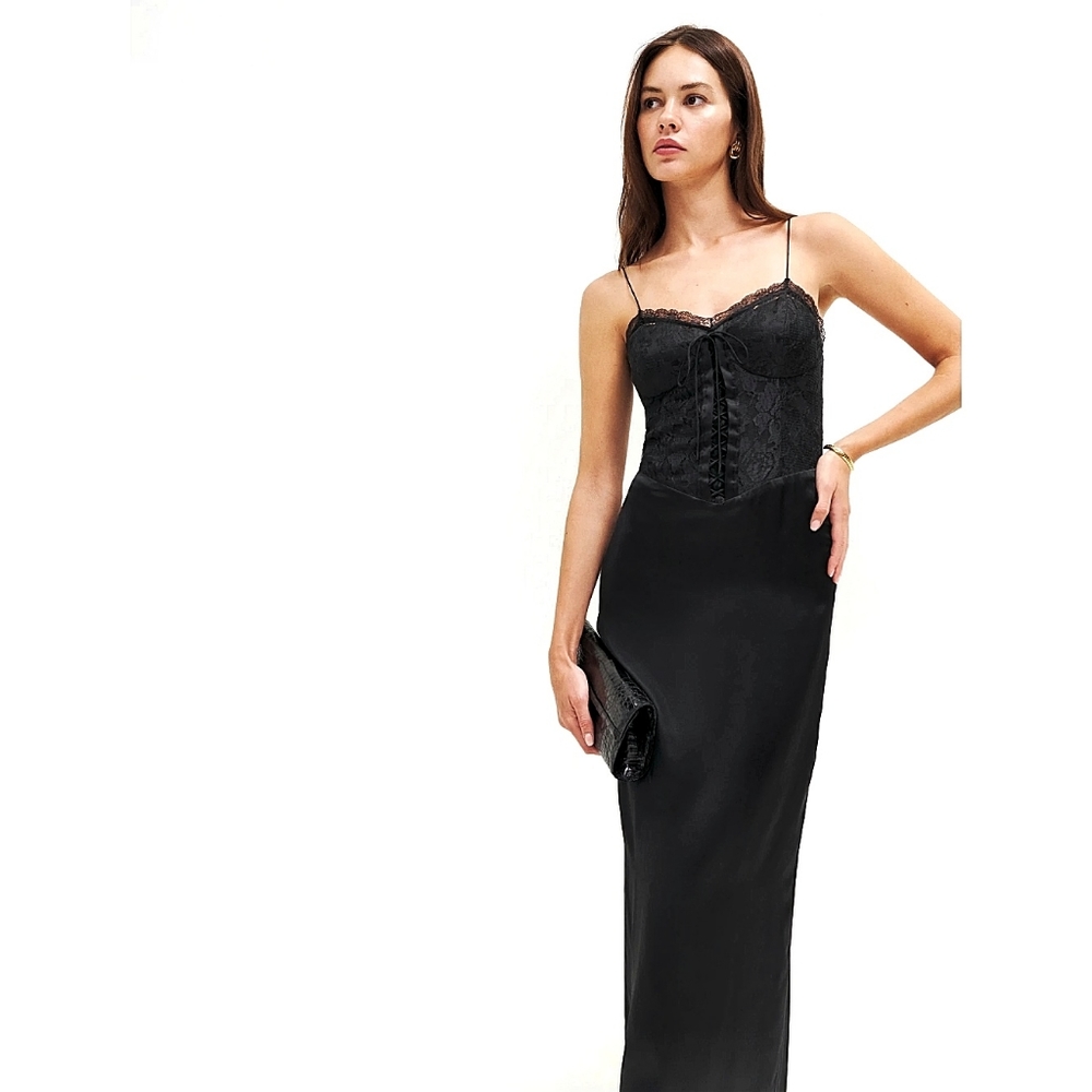 Reformation Peniel Wednesday Adam's Gothic Silk Midi Dress - Picture 9 of 16